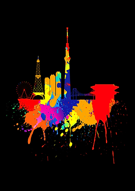 Tokyo Skyline Painting