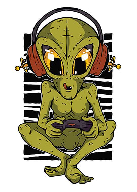 Gaming Nerd Alien Wallart