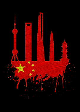Shanghai Skyline Flag