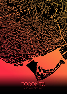 Toronto Map Black Orange