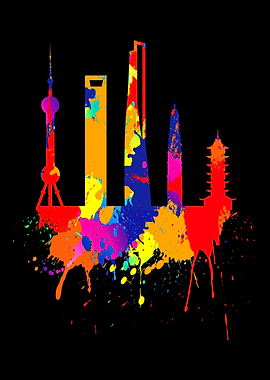 Shanghai Skyline Painting