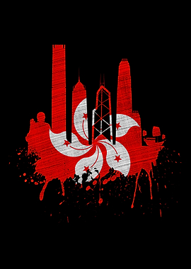 Hong Kong Skyline Flag