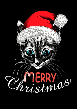 Kitten face with Santa hat