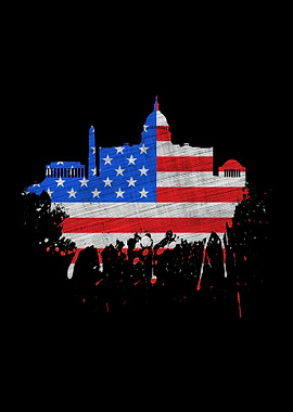 Washington Skyline US Flag