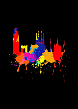 Barcelona Skyline Painting