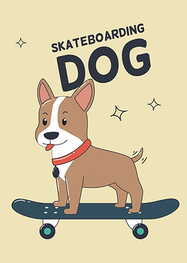 Funny Skateboarding Dog