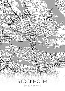 Stockholm City Map White