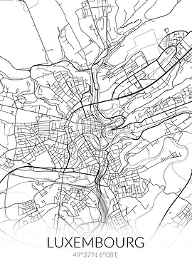 Luxembourg City Map White