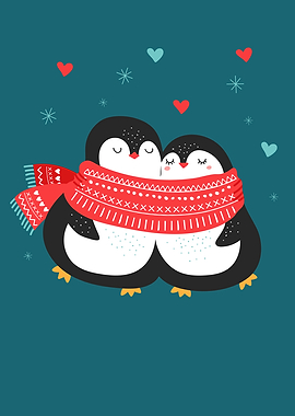 Cute Penguin Couple Love