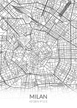 Milan City Map White