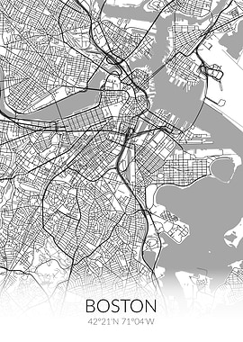 Boston City Map White