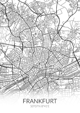 Frankfurt City Map White