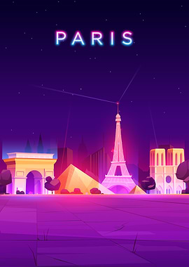 Neon Paris Landmark