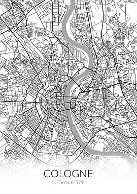 Cologne City Map White