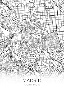 Madrid City Map White