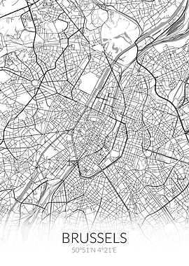 Brussels City Map White