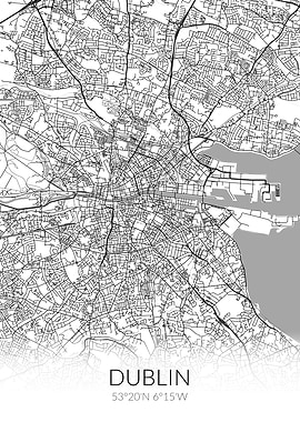 Dublin City Map White