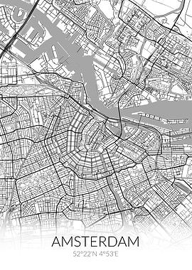 Amsterdam City Map White