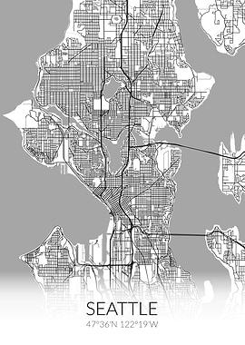 Seattle City Map White