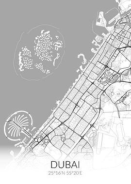 Dubai City Map White