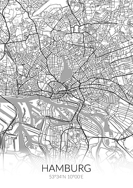 Hamburg City Map White