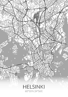 Helsinki City Map White