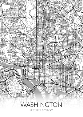 Washington City Map White