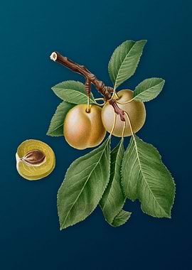 Vintage Prune Fruit Poster