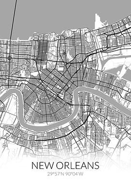 New Orleans City Map White