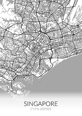 Singapore City Map White