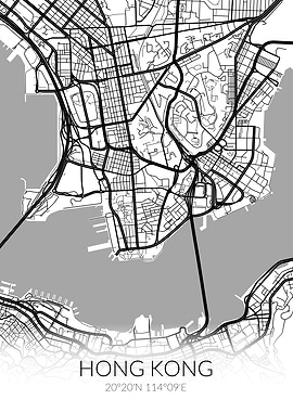 Hong Kong City Map White