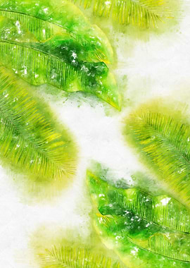green leaf watercolor