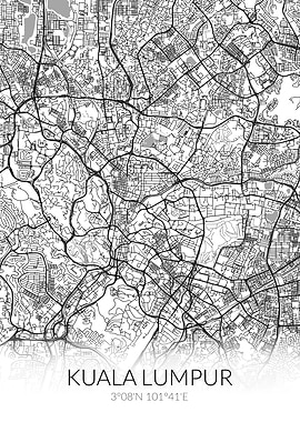 Kuala Lumpur Map White