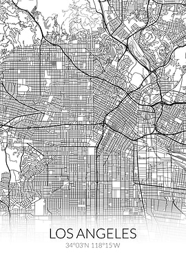 Los Angeles City Map White