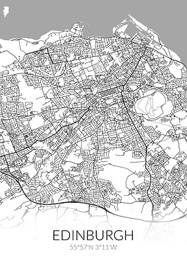 Edinburgh City Map White