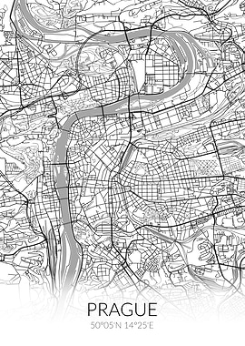 Prague City Map White