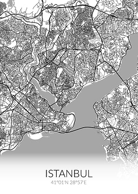 Istanbul City Map White