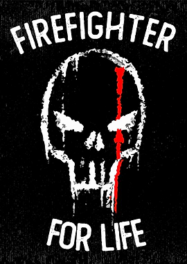 Firefighter For Life Skull