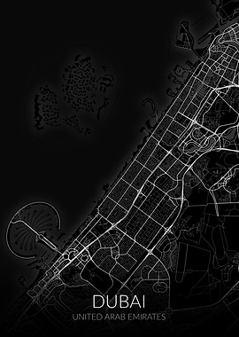 Dubai Map Black