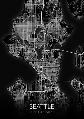 Seattle Map Black
