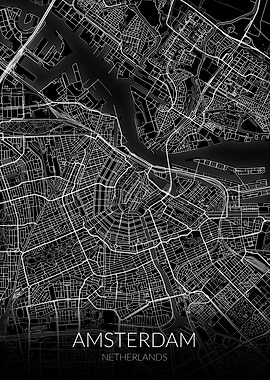 Amsterdam Map Black
