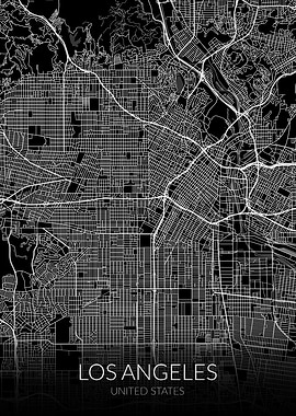 Los Angeles Map Black