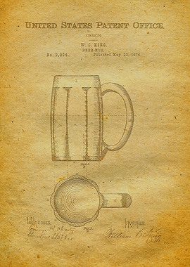 45 Beer Mug Patent 1876