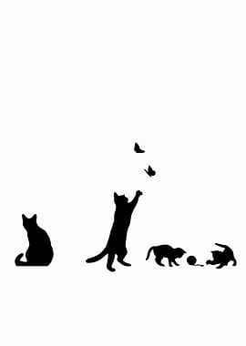 Black Cat Butterfly Playin