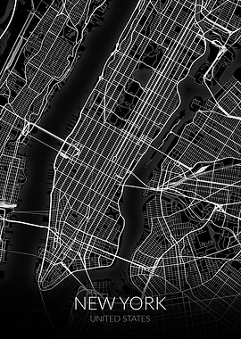 New York Map Black
