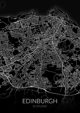 Edinburgh Map Black