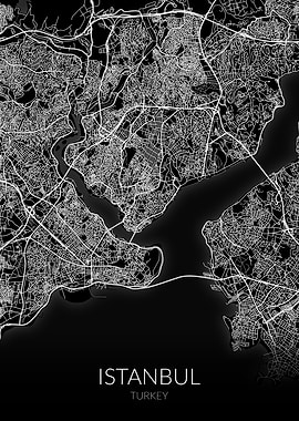 Istanbul Map Black