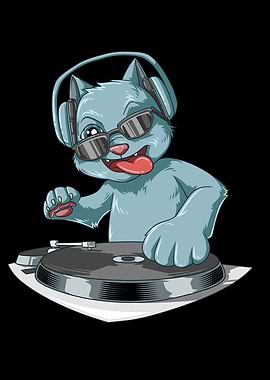 Cat With Headphones On The