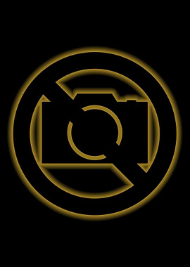 no photography sign gold