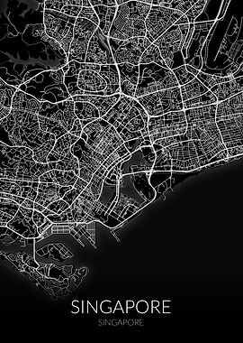 Singapore Map Black